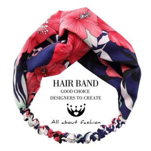 2 Fabric Cross Bow Chiffon Floral Headband