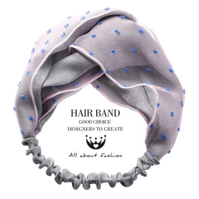 6 Fabric Cross Bow Chiffon Floral Headband