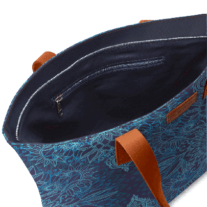 Aqua Cobalt Blue Doodle Pattern Fatty Tote Bag