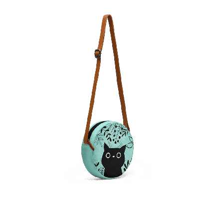 Black Cat On Green - Orbis Crossbody Bag