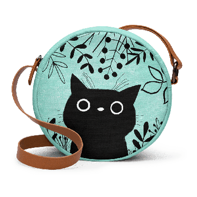 Black Cat On Green - Orbis Crossbody Bag
