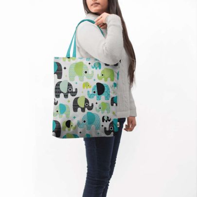 Blue Aztec Elephant Basic Tote Bag