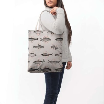 Fishes In Geometrics Basic Tote Bag