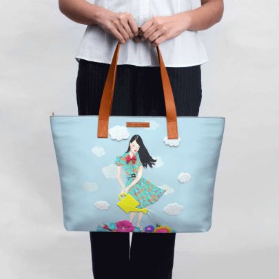 Girl In Flowerland Fatty Tote Bag