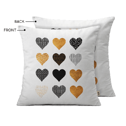 Gold Hearts Cushion Cover