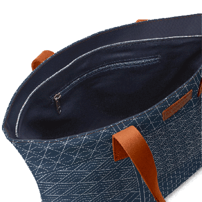 Indigo Sashiko Six Fatty Tote Bag