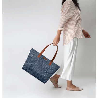 Indigo Sashiko Six Fatty Tote Bag