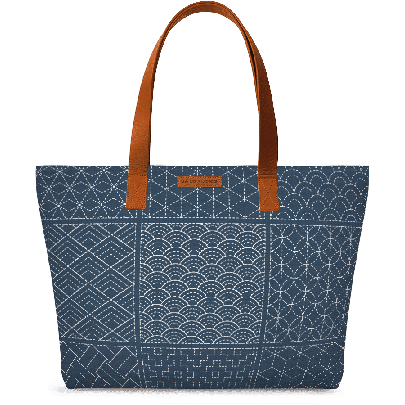 Indigo Sashiko Six Fatty Tote Bag