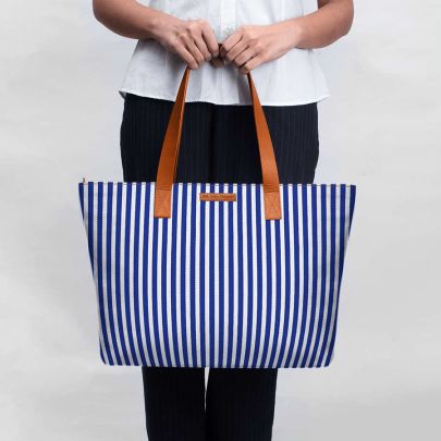 Nautical Pinstripes Fatty Tote Bag