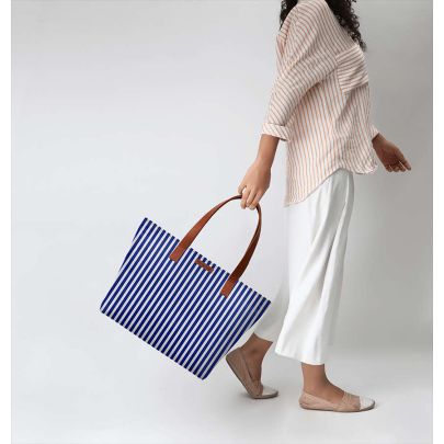 Nautical Pinstripes Fatty Tote Bag