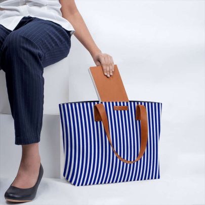 Nautical Pinstripes Fatty Tote Bag