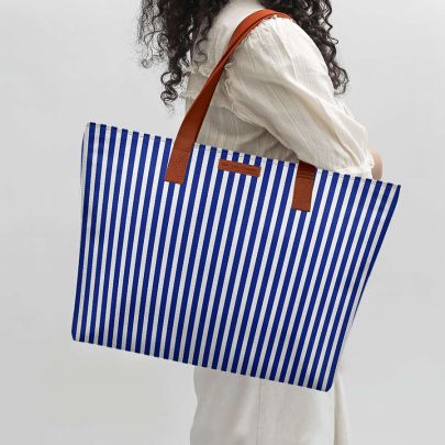 Nautical Pinstripes Fatty Tote Bag