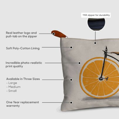 Penny Farthing Orange Wheels Jumbo Stash Pouch