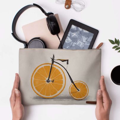 Penny Farthing Orange Wheels Jumbo Stash Pouch