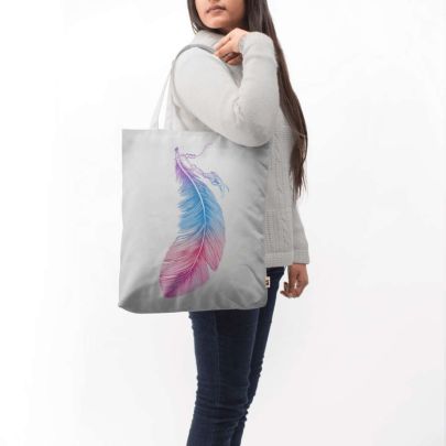Rainbow Feather Basic Tote Bag