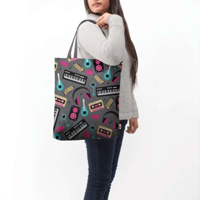 Retro Music Basic Tote Bag