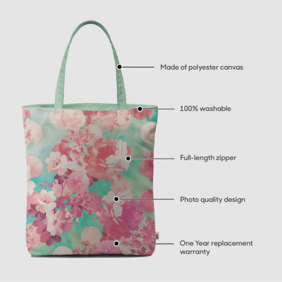 Romantic Pink Retro Floral Basic Tote Bag