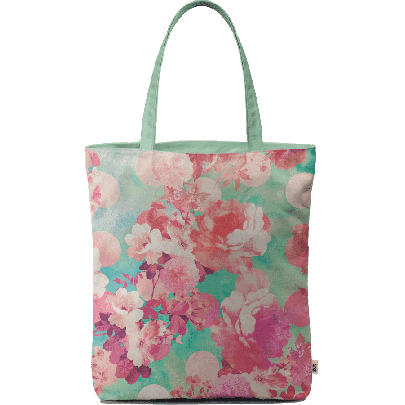 Romantic Pink Retro Floral Basic Tote Bag