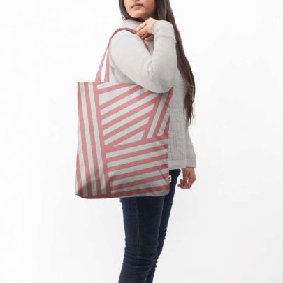 Rose Stripes Basic Tote Bag