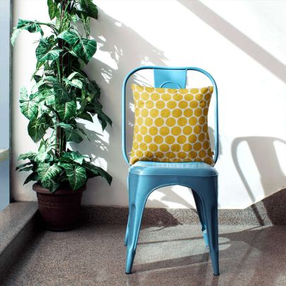 Yellow Polka Dots Cushion Cover