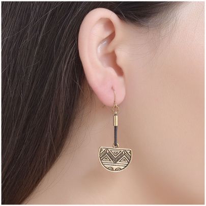 Gold Retro Ethnic Leather Earring