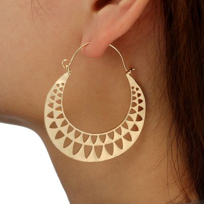 Gold Hollow Triangle Hoop Earrings