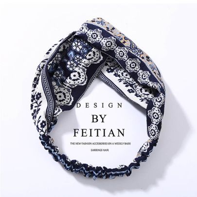12 Fabric Cross Bow Chiffon Headband
