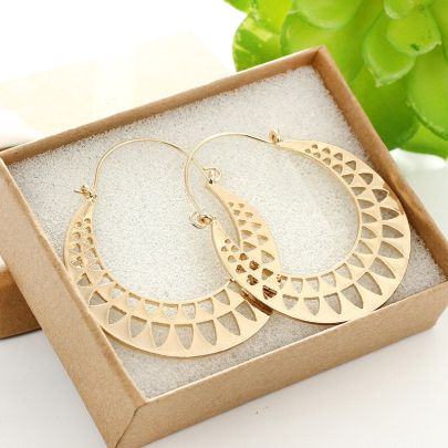 Gold Hollow Triangle Hoop Earrings