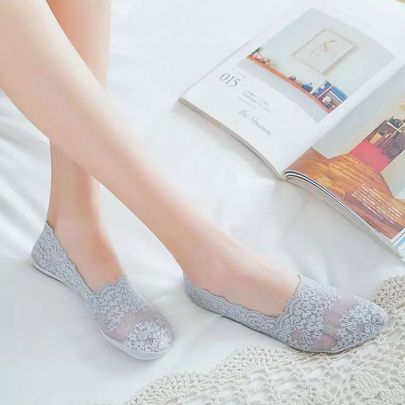 Grey Summer Thin Lace Socks