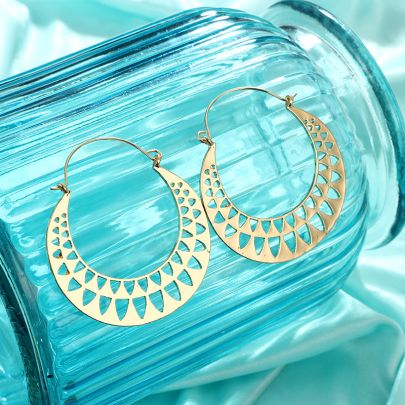 Gold Hollow Triangle Hoop Earrings