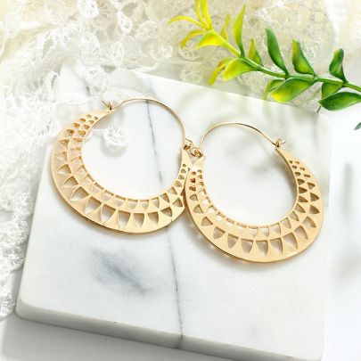 Gold Hollow Triangle Hoop Earrings