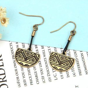 Gold Retro Ethnic Leather Earring