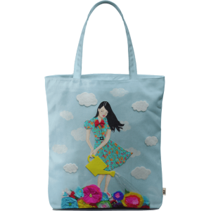 Girl In Flowerland Basic Tote Bag