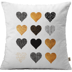 Gold Hearts Cushion Cover